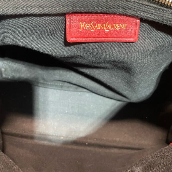 YSL Yves Saint Laurent tote or Shoulder Bag Red Leather Trim with COA - Picture 7 of 7